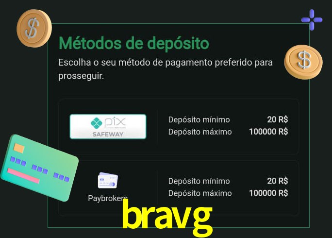 O cassino bravg oferece uma grande variedade de métodos de pagamento